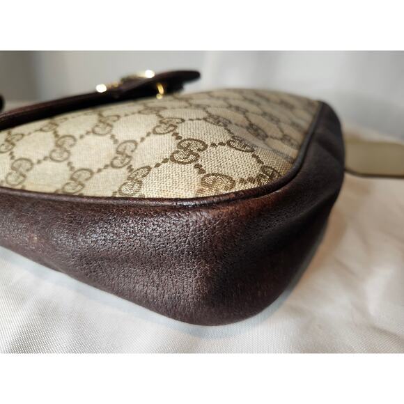 Gucci Supreme GG Canvas Leather Shoulder Bag Sherry Line Web Ophidia Vintage - Picture 7 of 15